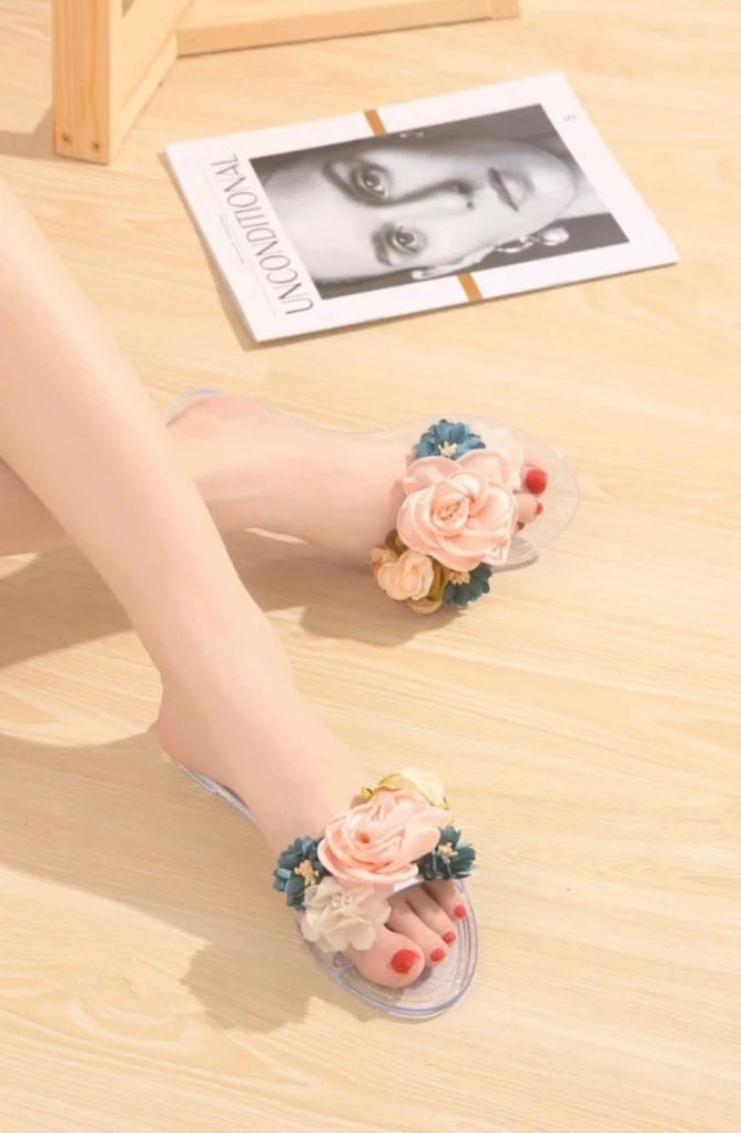 FLOWER JELLY SLIPPERS - PINK
