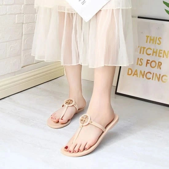 TB JELLY SLIPPERS - BEIGE