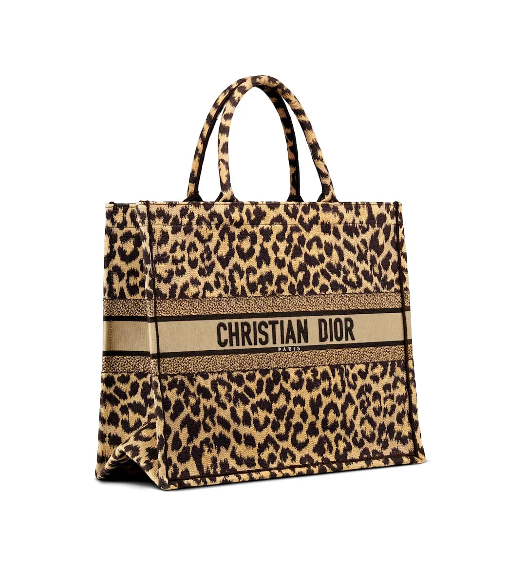 COMBO DEAL - DIOR SLIDES WITH DIOR BOOK TOTE BAG - LEOPARD