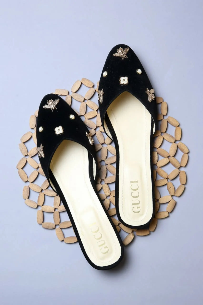 GUCCI POINTED TOE FLAT SHOES - BLUE