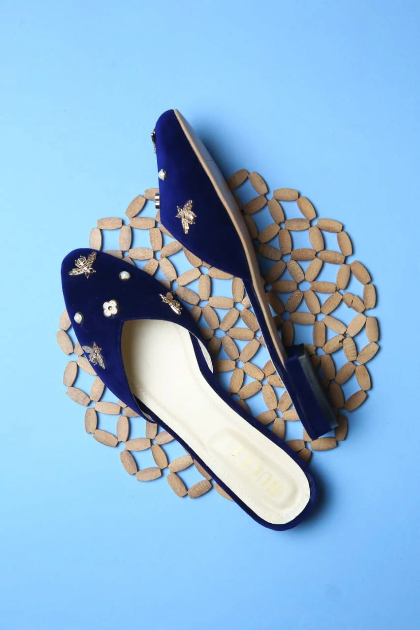 GUCCI POINTED TOE FLAT SHOES - BLUE