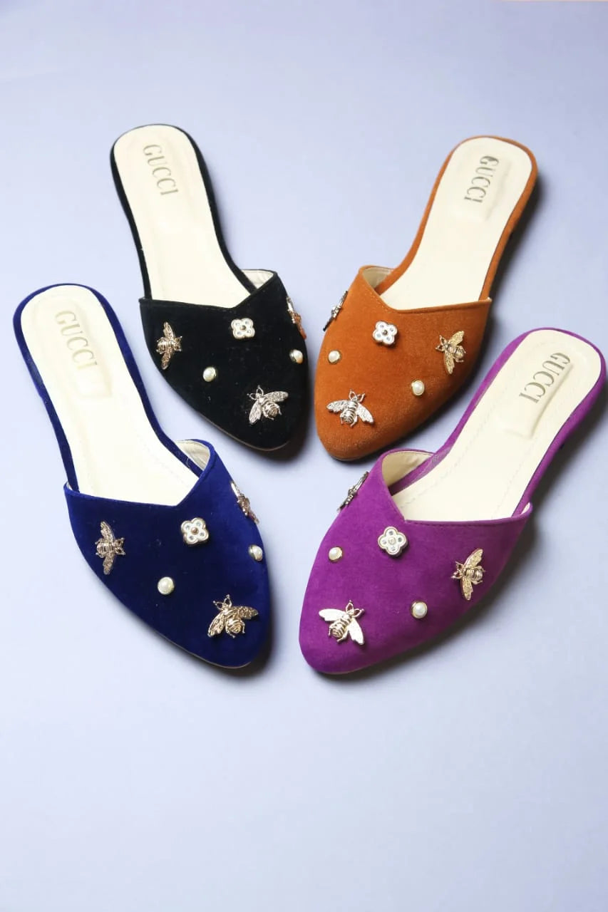 GUCCI POINTED TOE FLAT SHOES - PURPLE