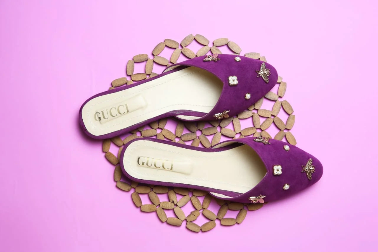 GUCCI POINTED TOE FLAT SHOES - PURPLE