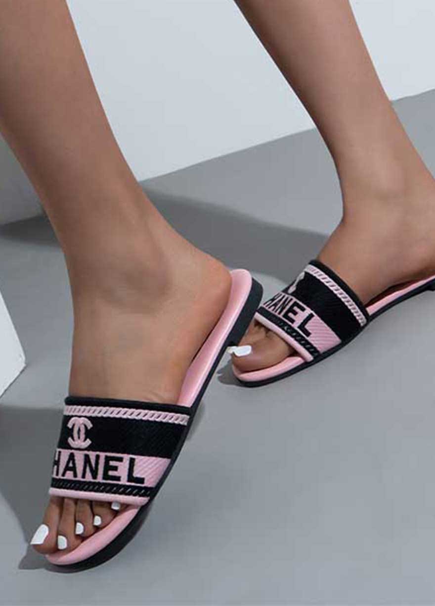 CHANEL FLAT SLIPPERS (Gray)