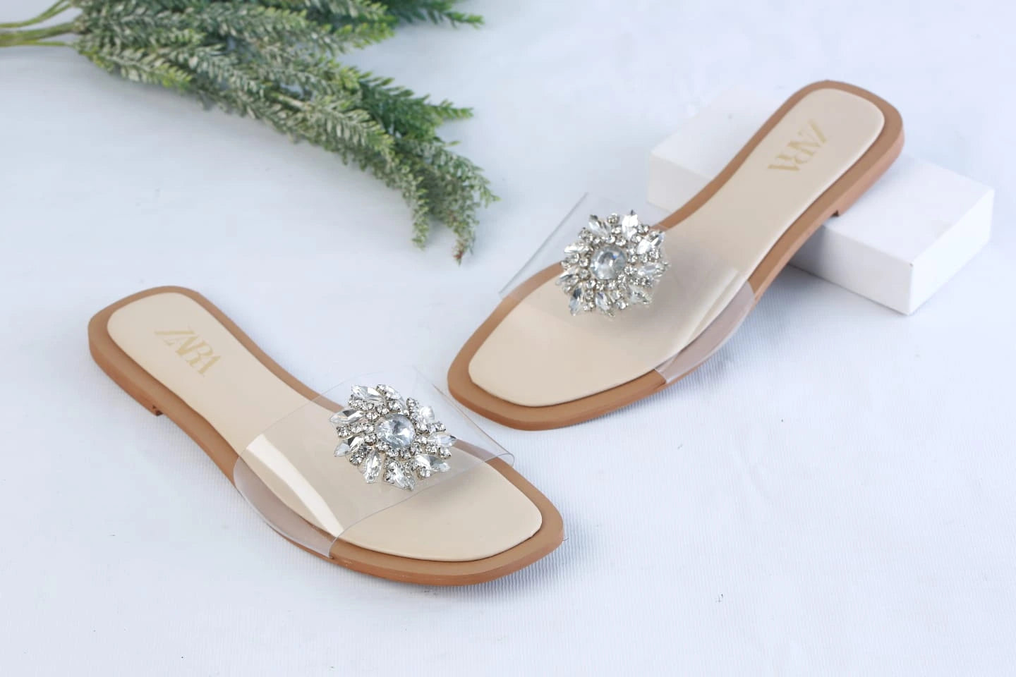 ZARA EMBELLISHED FLAT - BEIGE