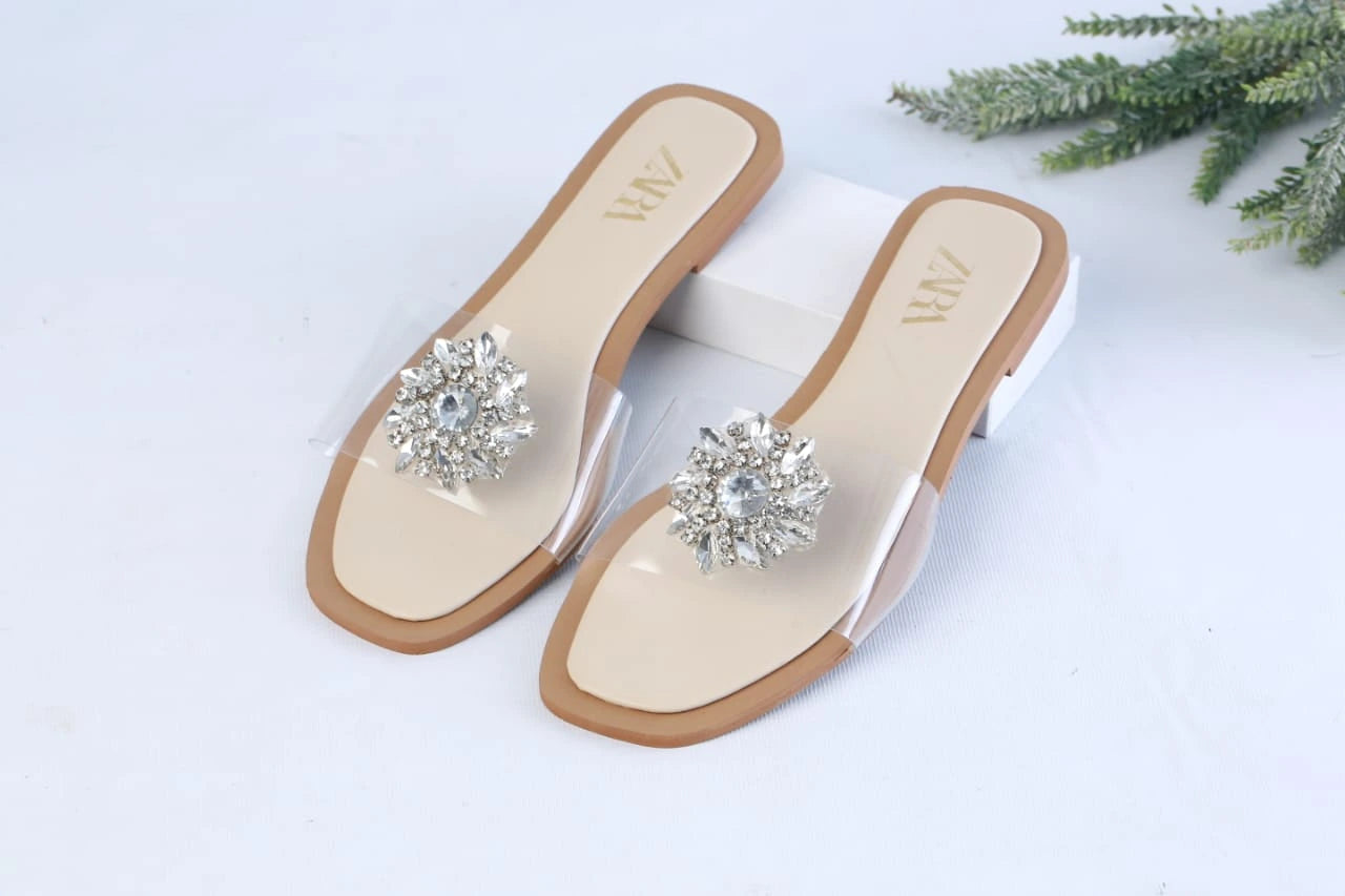 ZARA EMBELLISHED FLAT - BEIGE