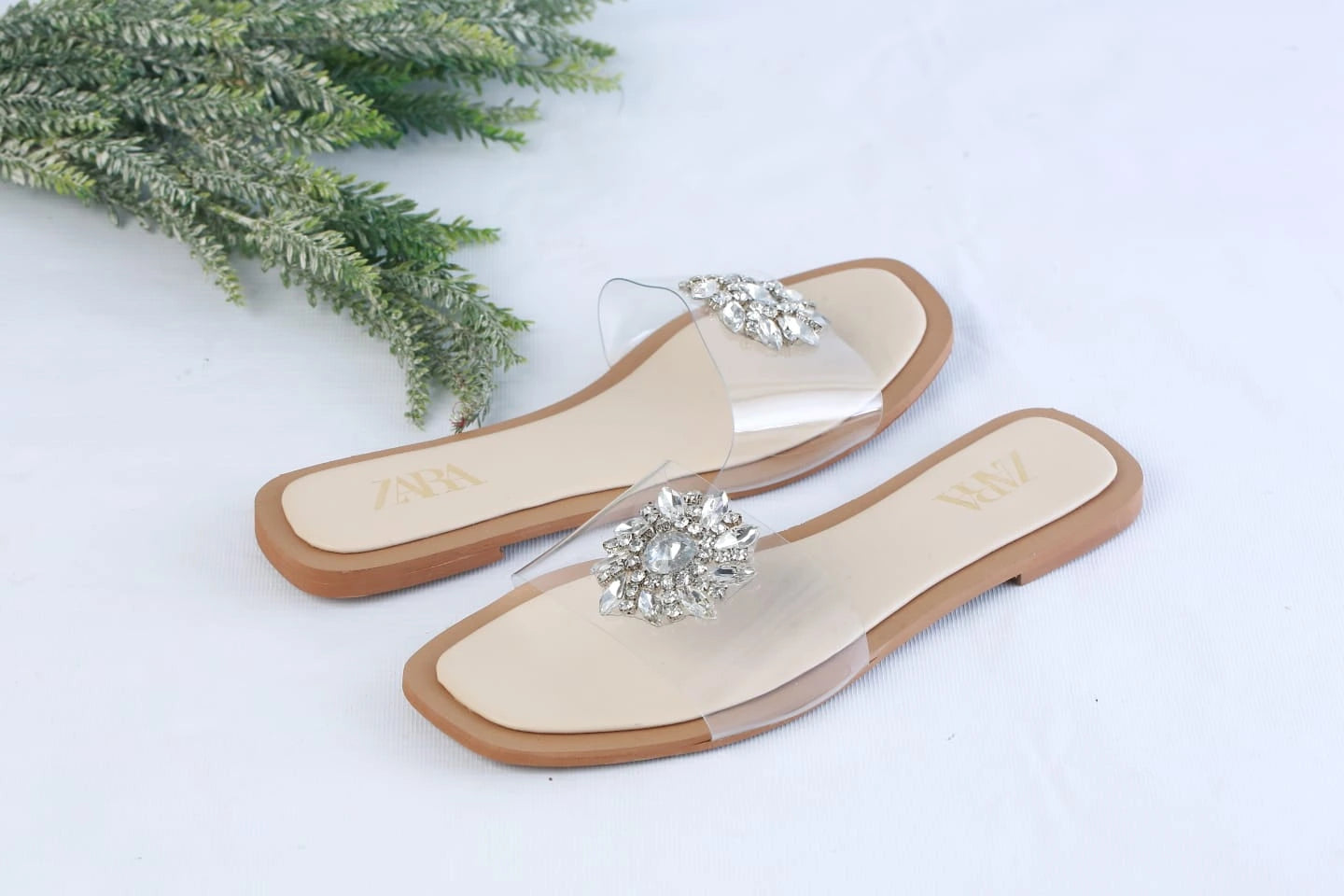 ZARA EMBELLISHED FLAT - BEIGE
