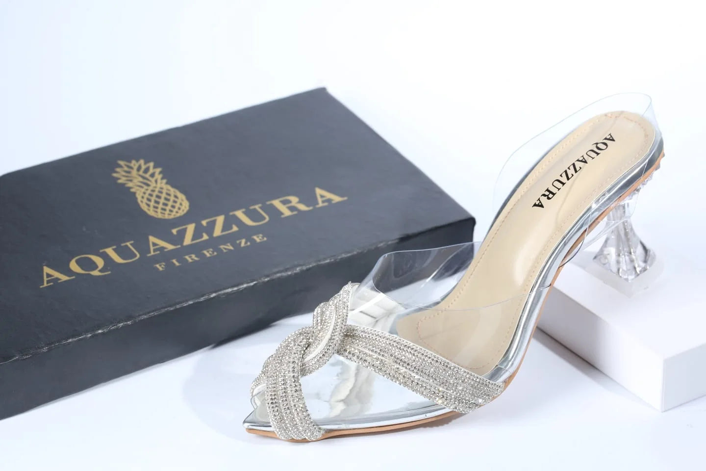 WOMEN RHINESTONE PEEP TOE SANDALS (SILVER)