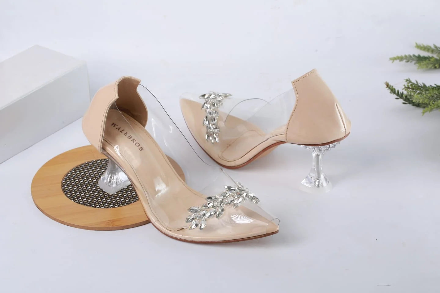 Transparent mid heel shoes sales