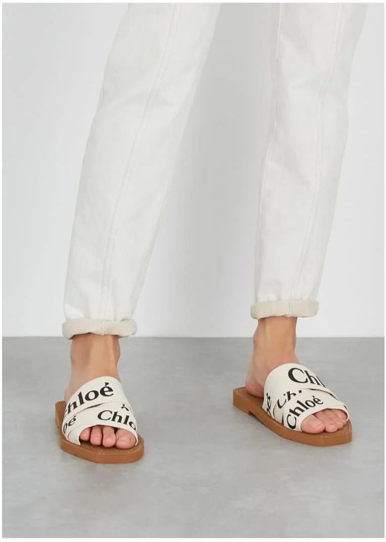 CHLOE WOODY FLAT MULE BEIGE