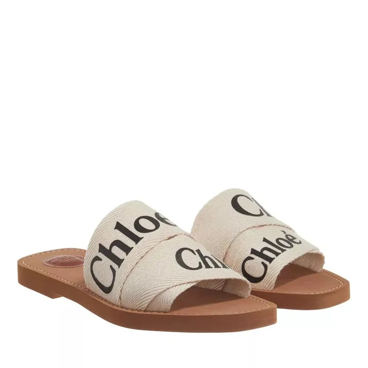 CHLOE WOODY FLAT MULE - BEIGE