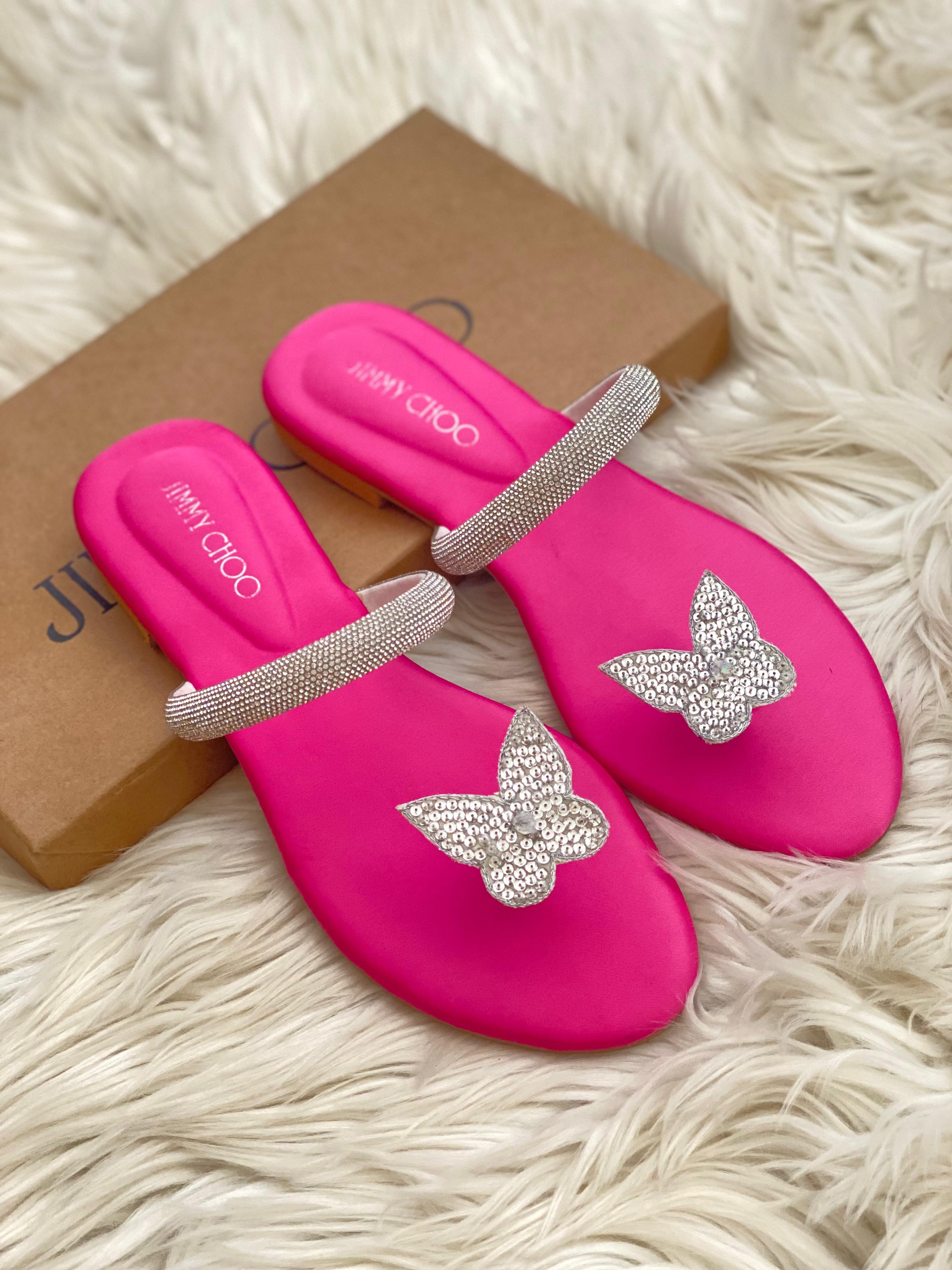 JIMMY CHOO BUTTERFLY SLIPPERS - PINK