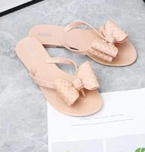 BOW TIE JELLY FLATS - PINK