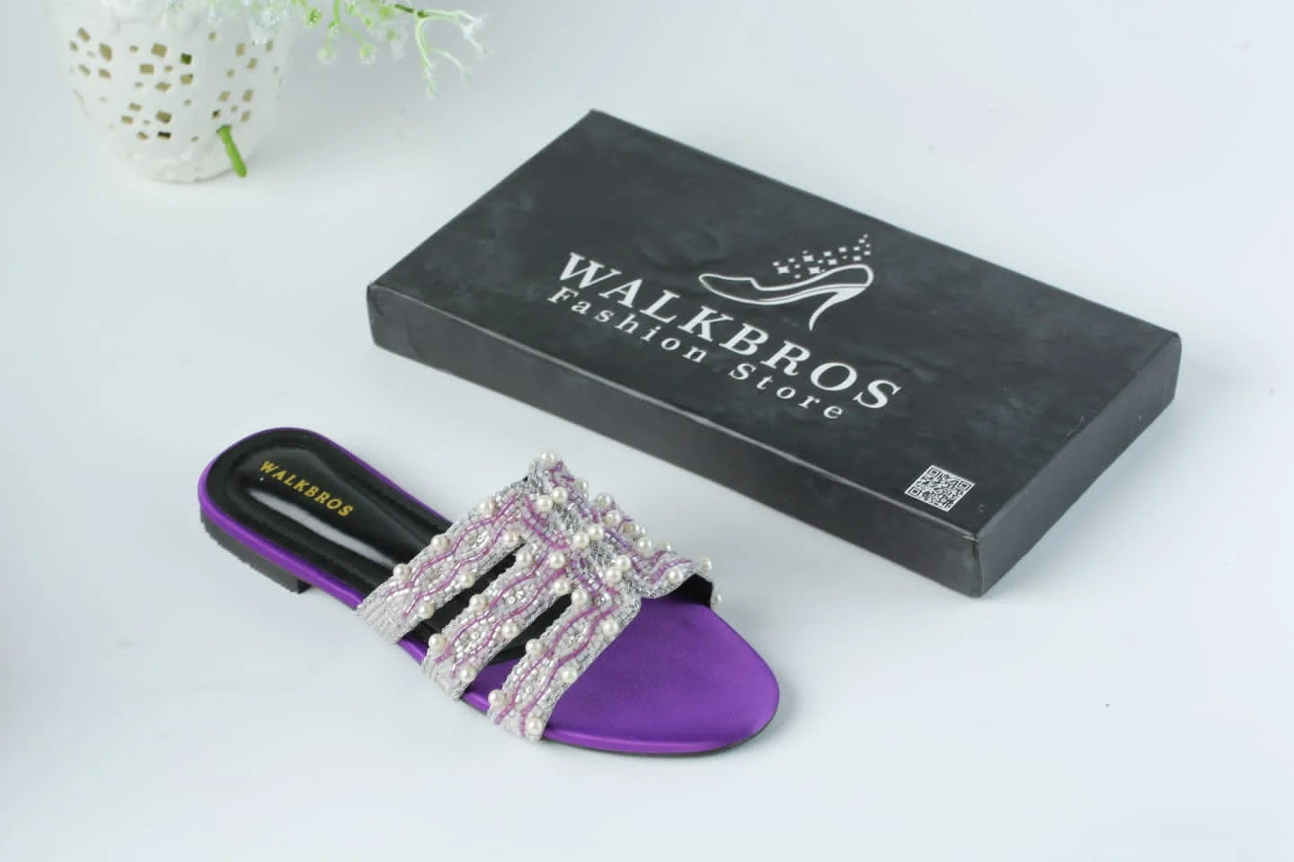 WALKBROS EMBROIDERED PEARLS FLATS - PURPLE