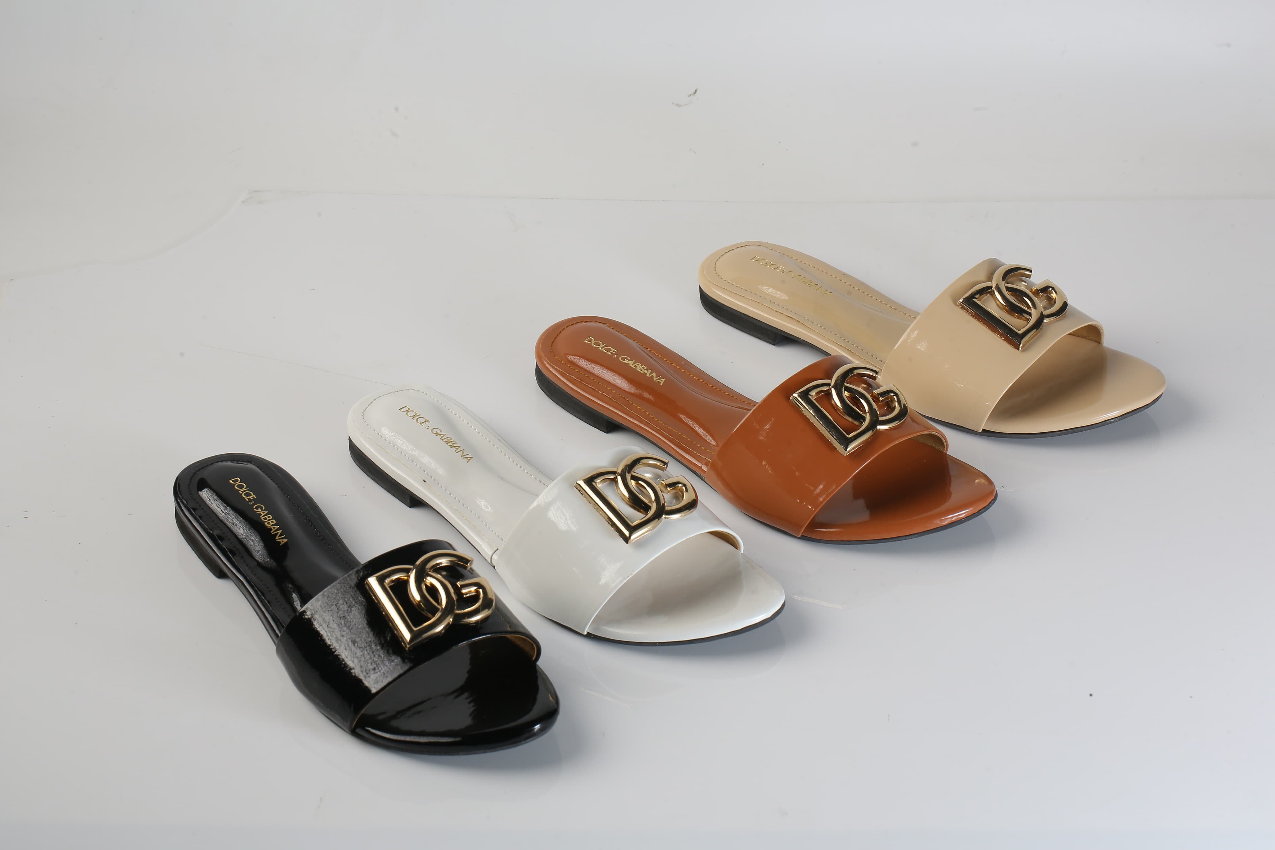 DOLCE & GABBANA SLIDE SANDALS - BROWN