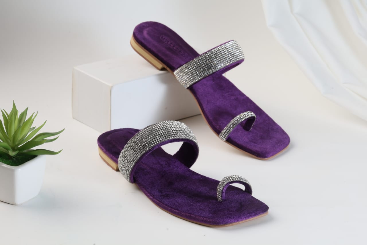 WALKBROS WOMEN'S MASH STRAP SLIPPERS - PURPLE