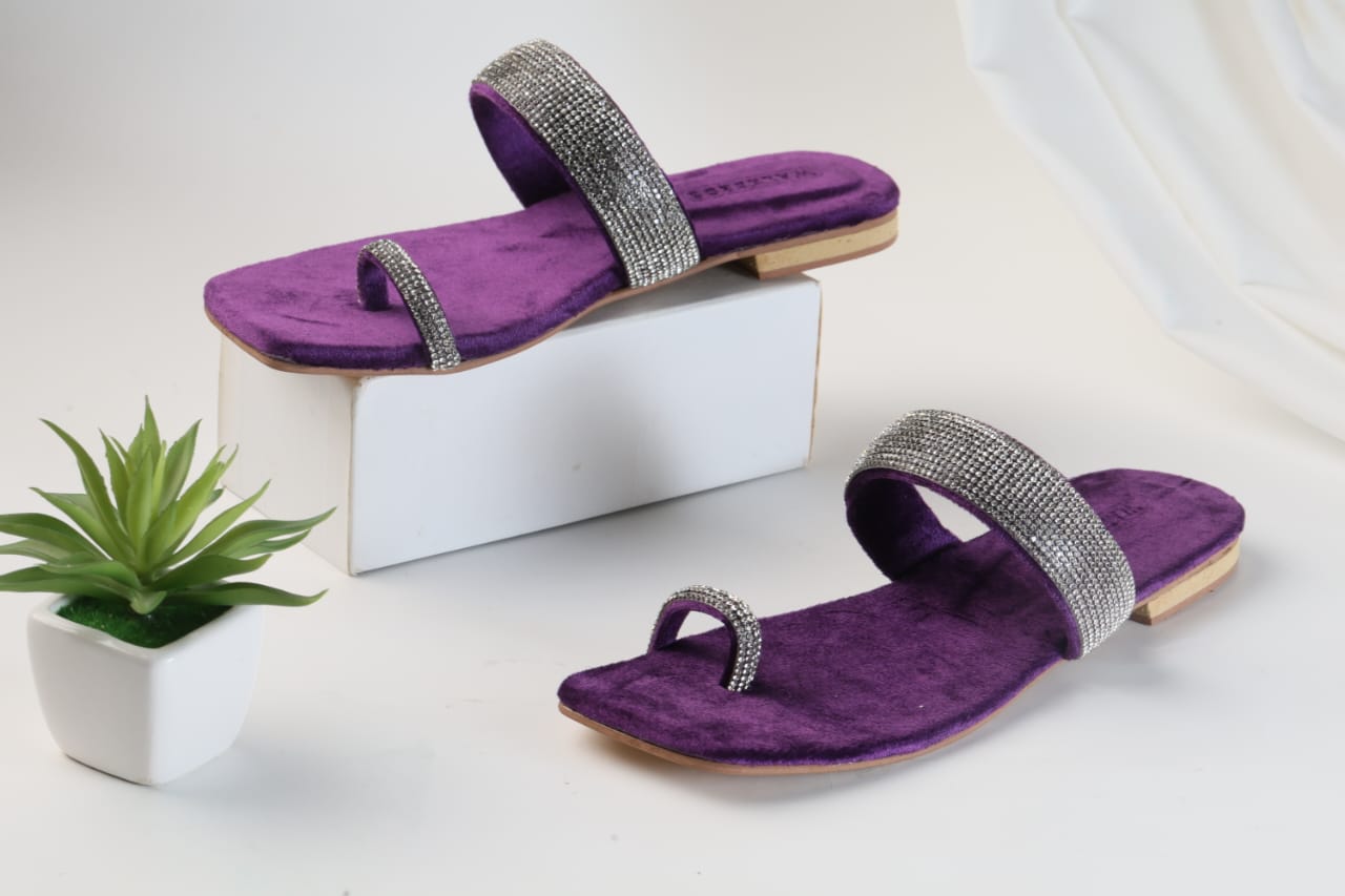 WALKBROS WOMEN'S MASH STRAP SLIPPERS - PURPLE