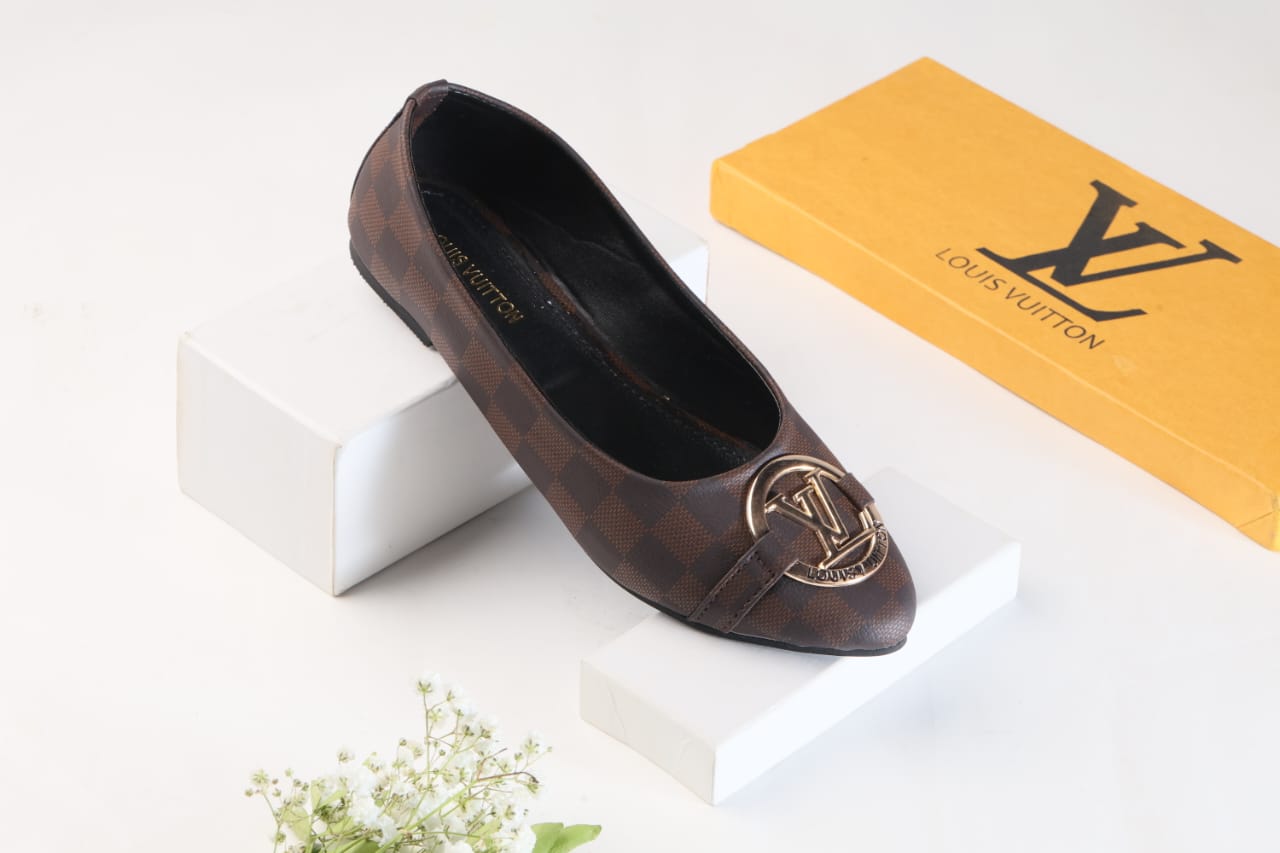 LV MONOGRAM FLAT PUMPS - BROWN CHEQUE
