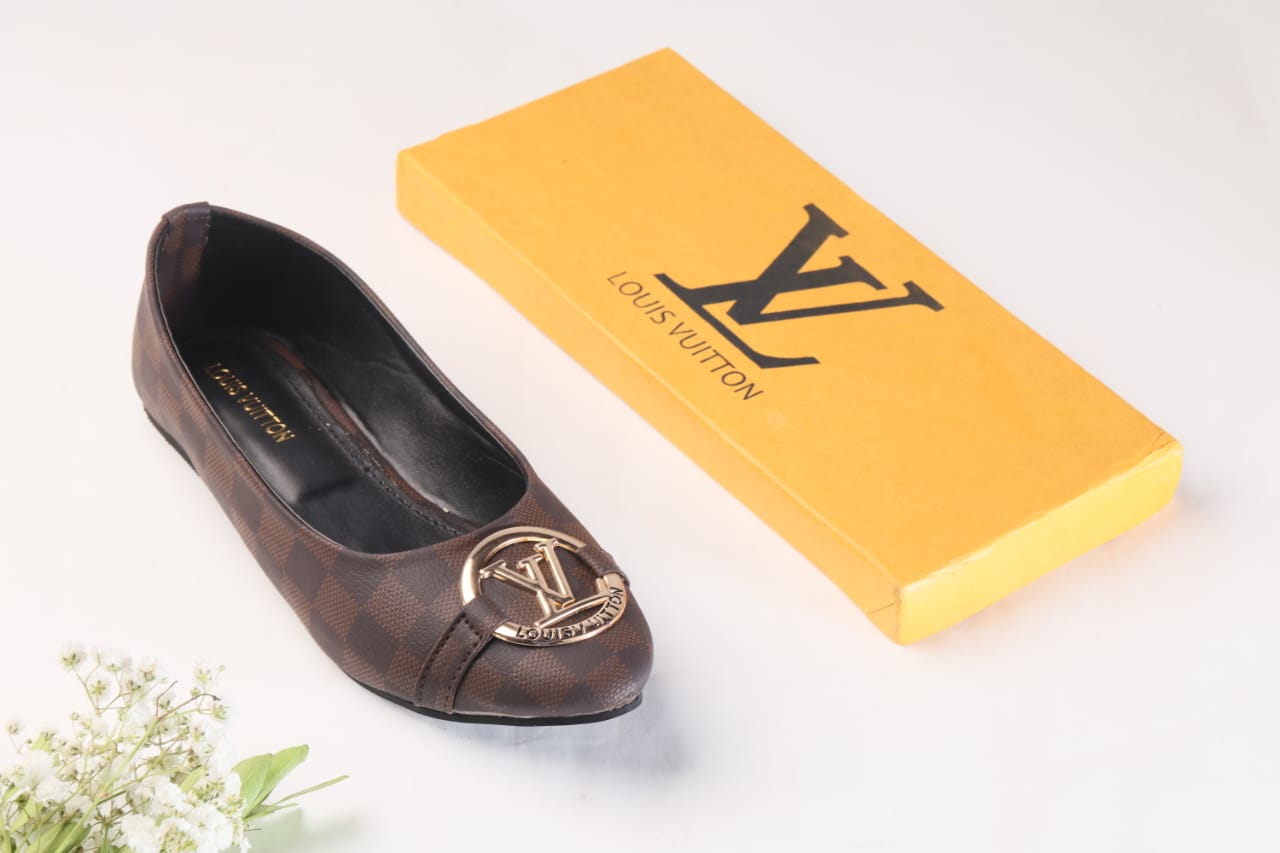 LV MONOGRAM FLAT PUMPS - BROWN CHEQUE
