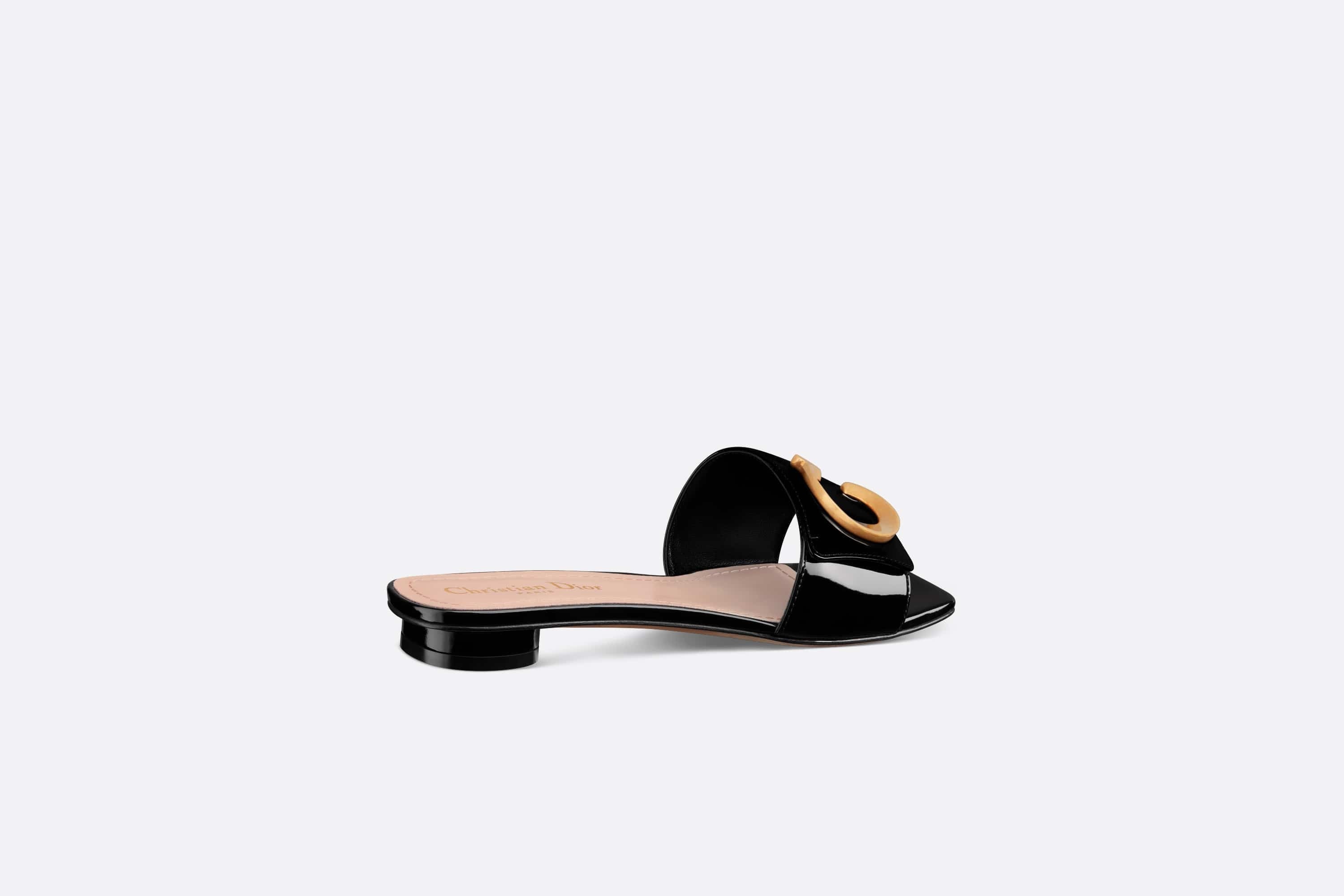 CHRISTIAN DIOR METAL LOGO CD SLIDES - BLACK