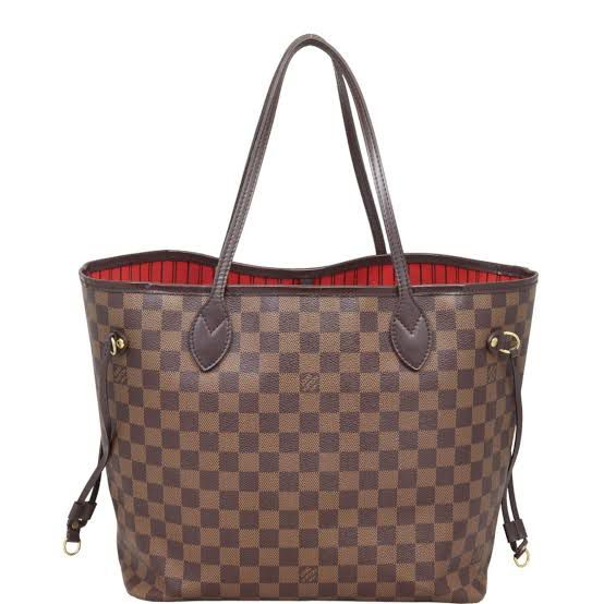 LV LOUIS VUITTON NEVERFULL TOTE BAG - BROWN CHEQUE