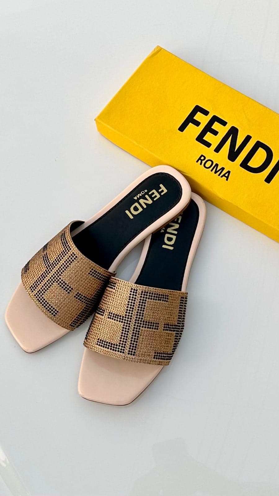 FENDI ROMA STONE SLIDES - BEIGE