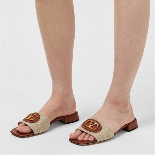 VALENTINO GARAVANI VLOGO SIGNATURE SANDALS FOR WOMEN - BROWN