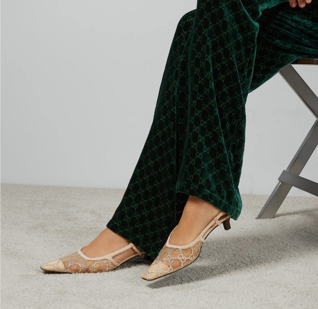 GG Crystal Slingback Pumps - FAWN