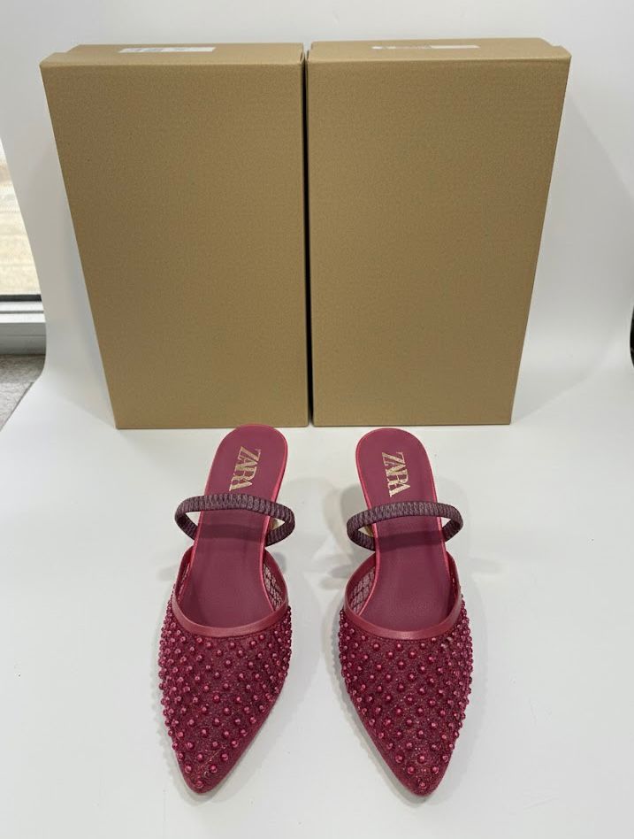 Zara Stylish Studded Mules - MAROON