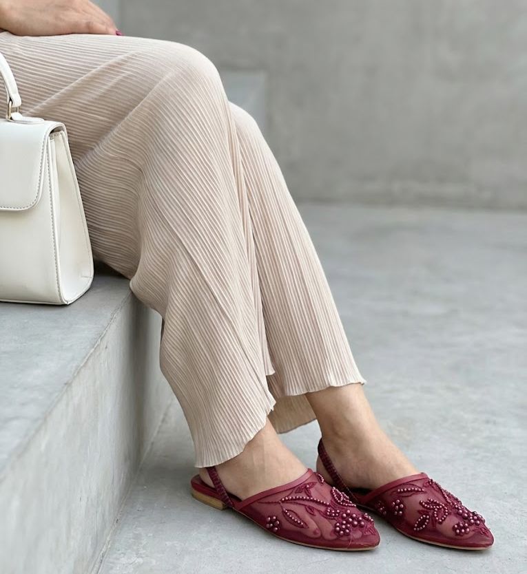 Zara Elegant Maroon Mules