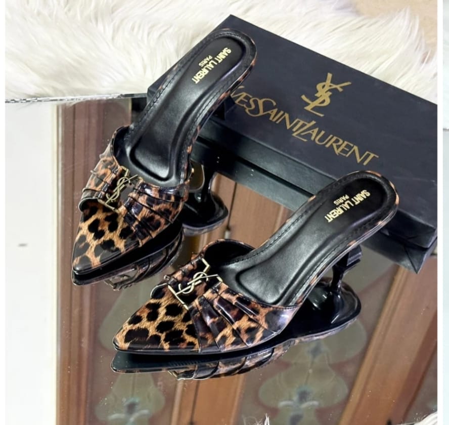 YSL ANTIQUE BUKLE HEEL - LEOPARD