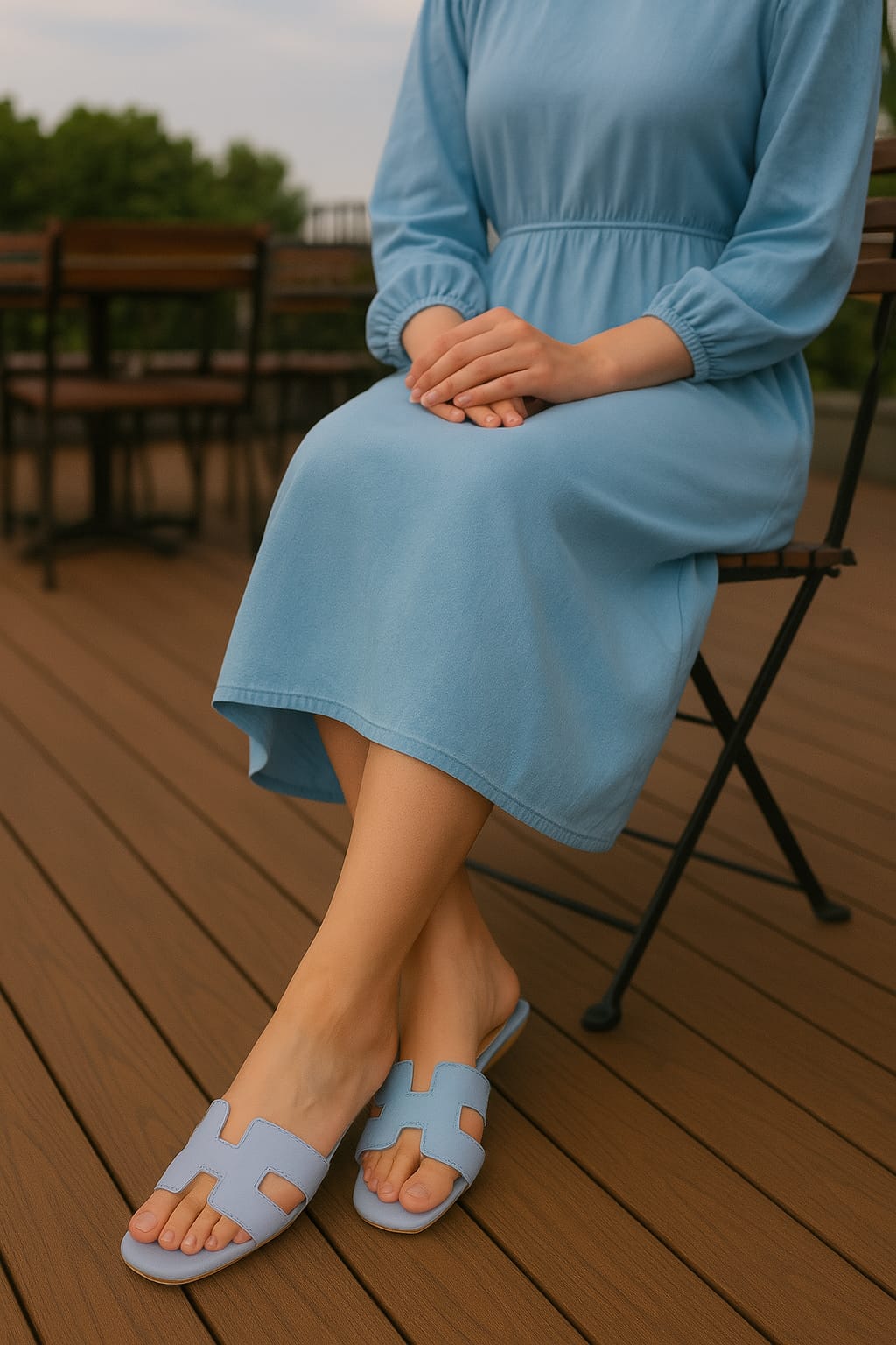 HERMES PARIS SANDALS - LIGHT BLUE