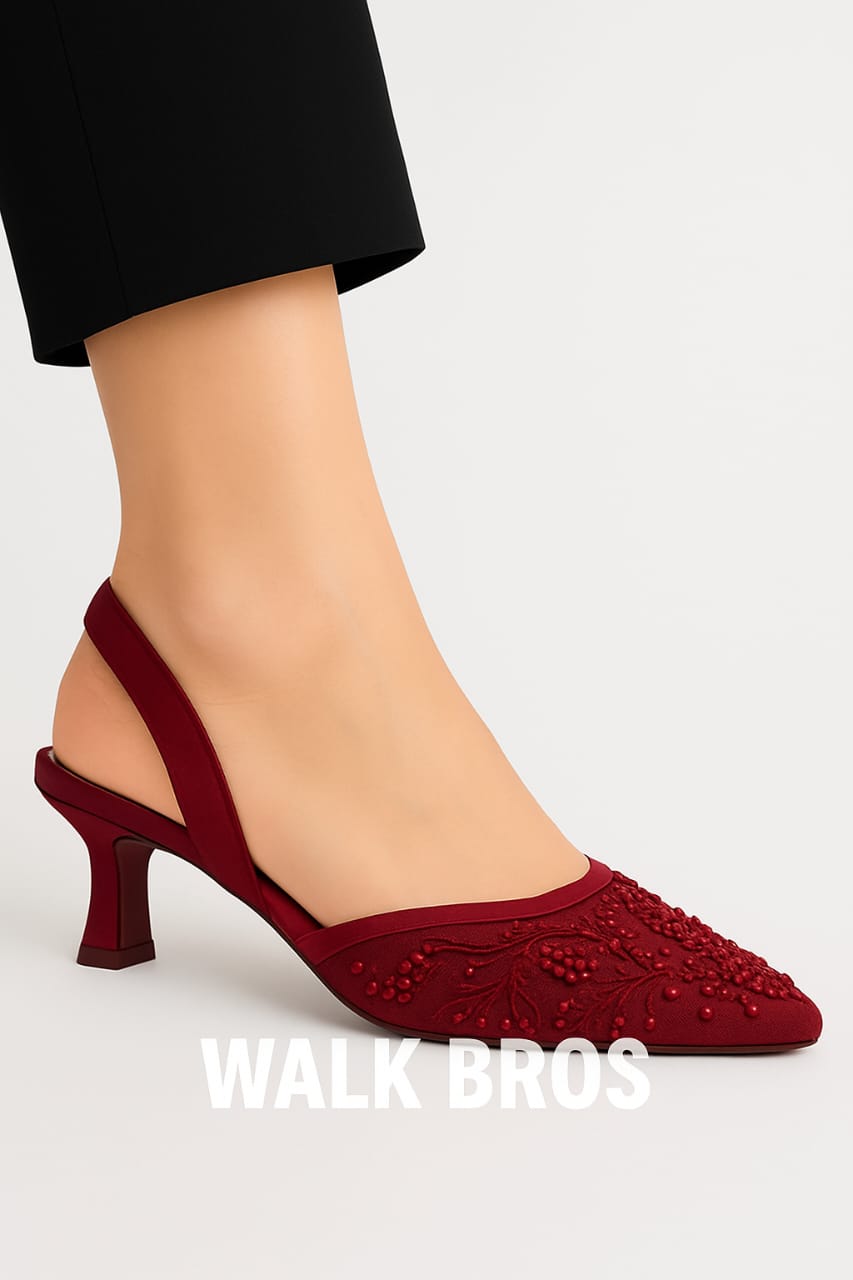 ZARA EMBROIDERY HEEL - MAROON