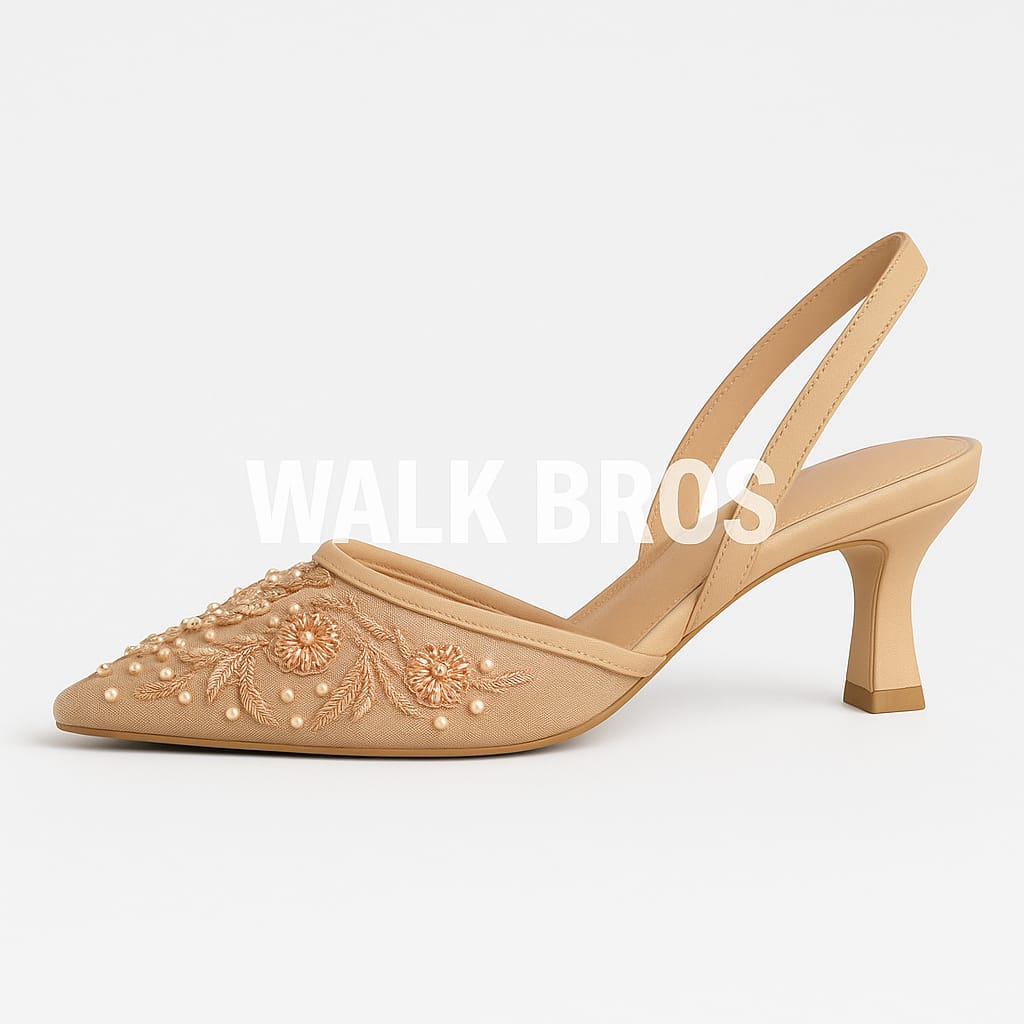 ZARA EMBROIDERY HEEL - BEIGE