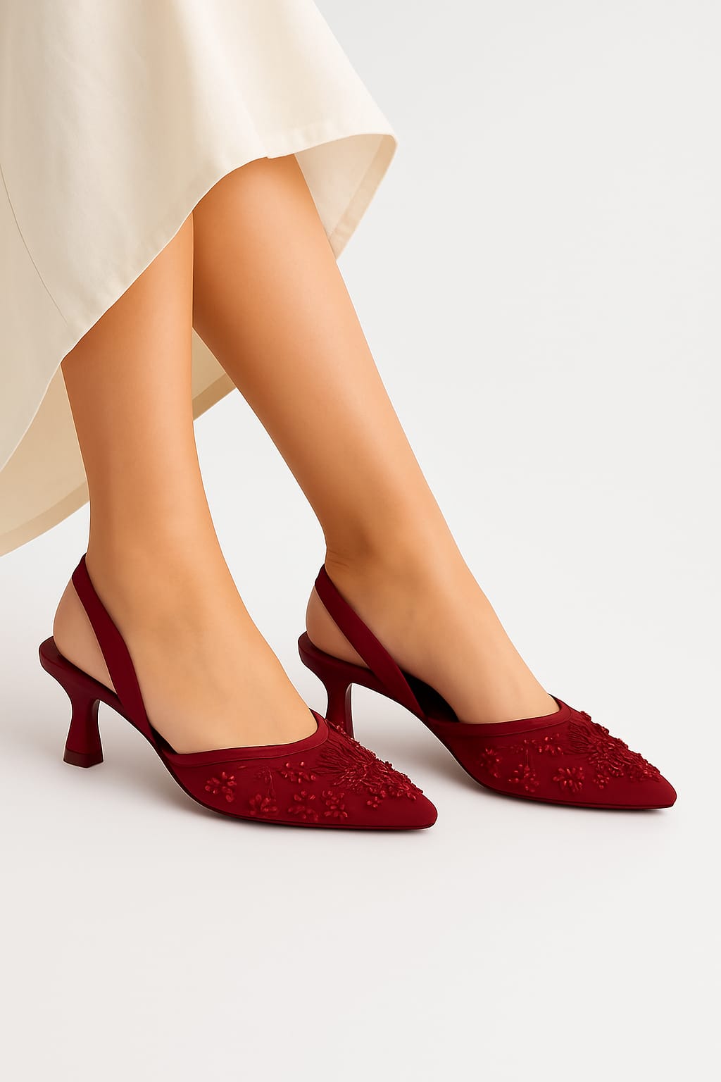 ZARA EMBROIDERY HEEL - MAROON