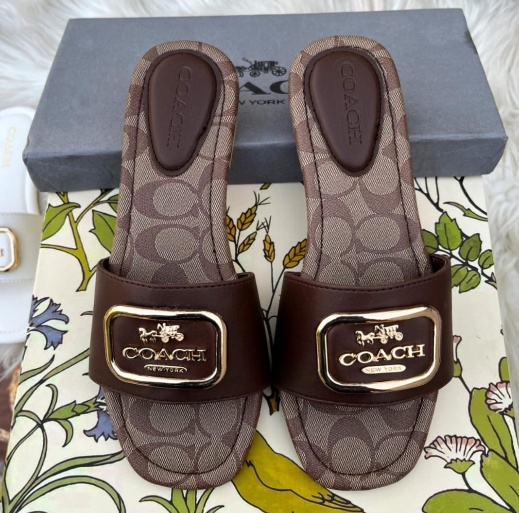 Coach soft Leather slipper = BROWN