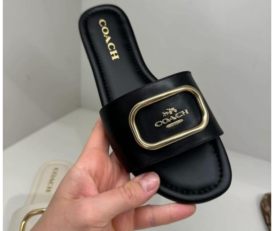 Coach soft Leather slipper - BLACK