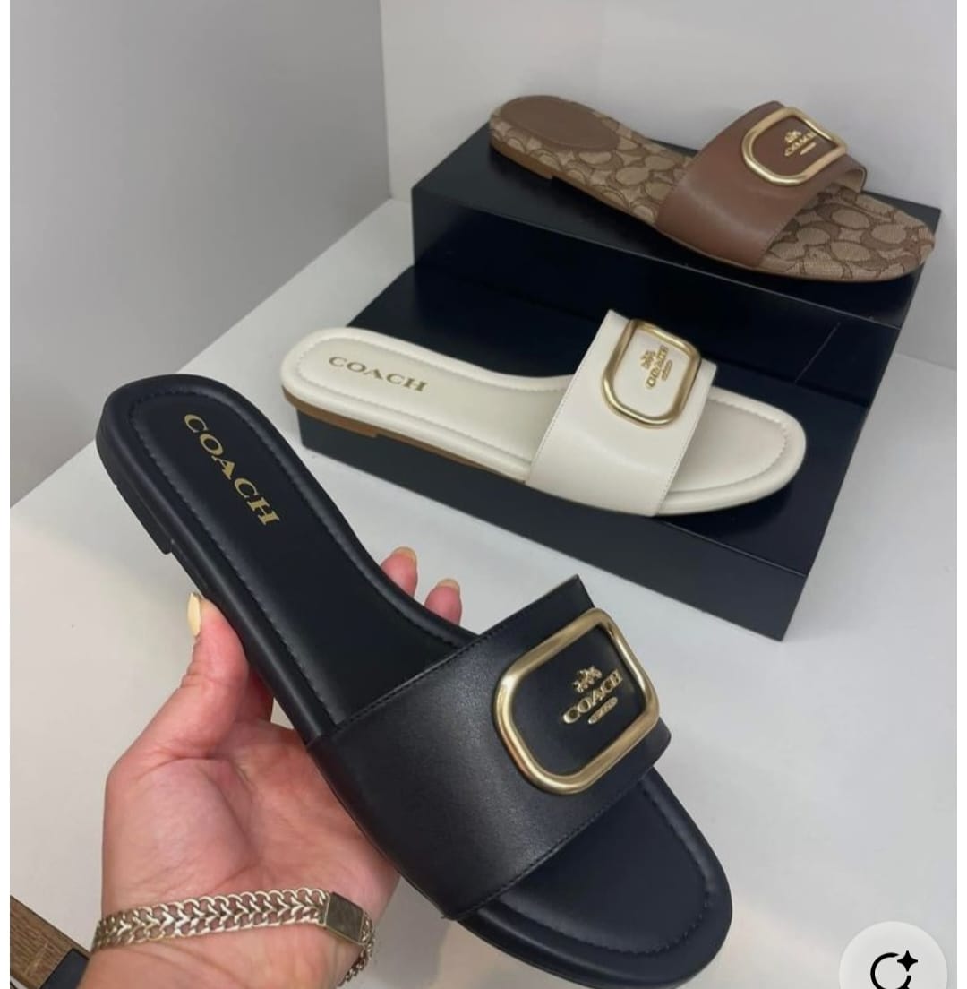 Coach soft Leather slipper - BLACK